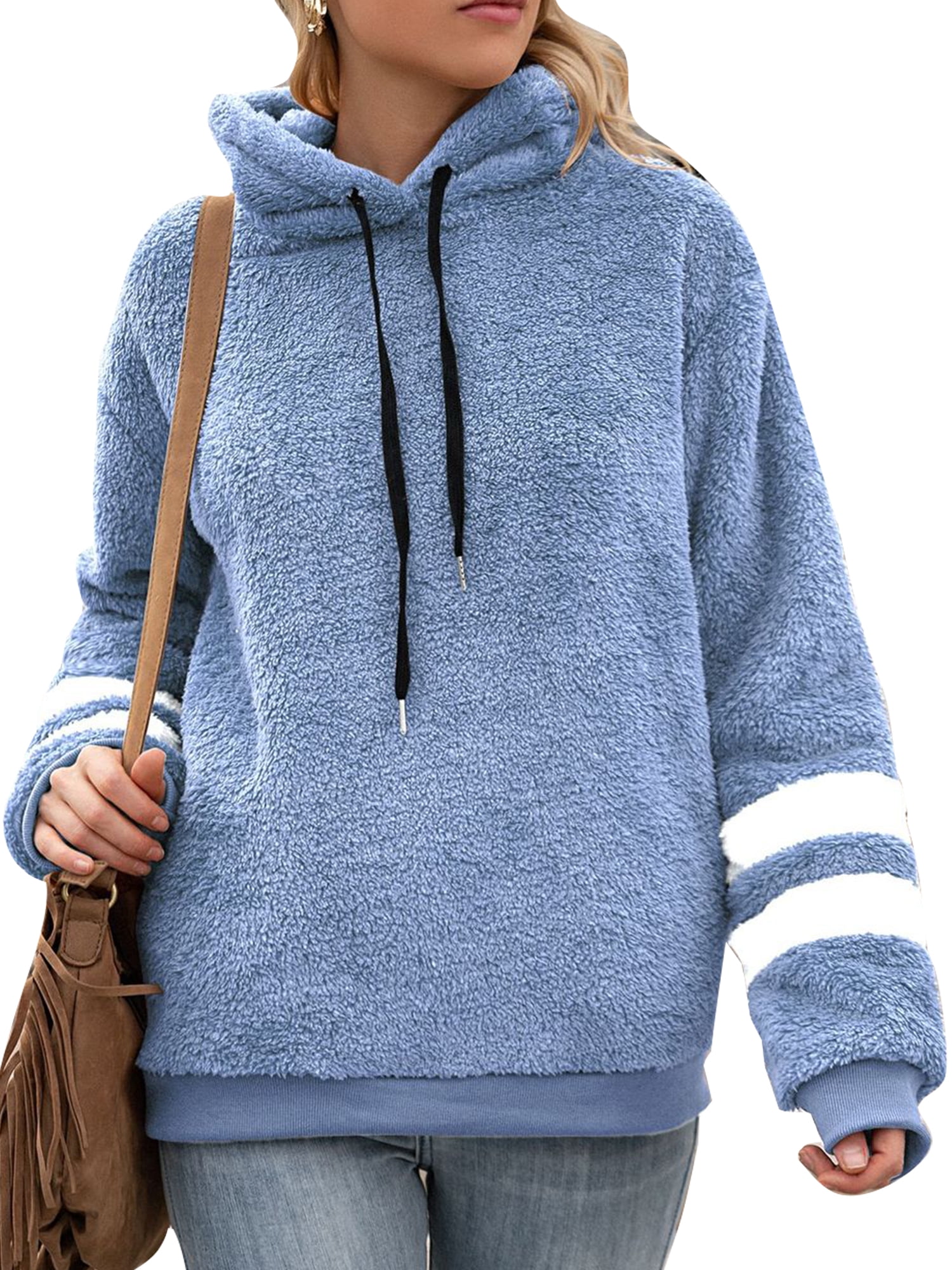 Women Leisure Plush Pullover Hoodie 