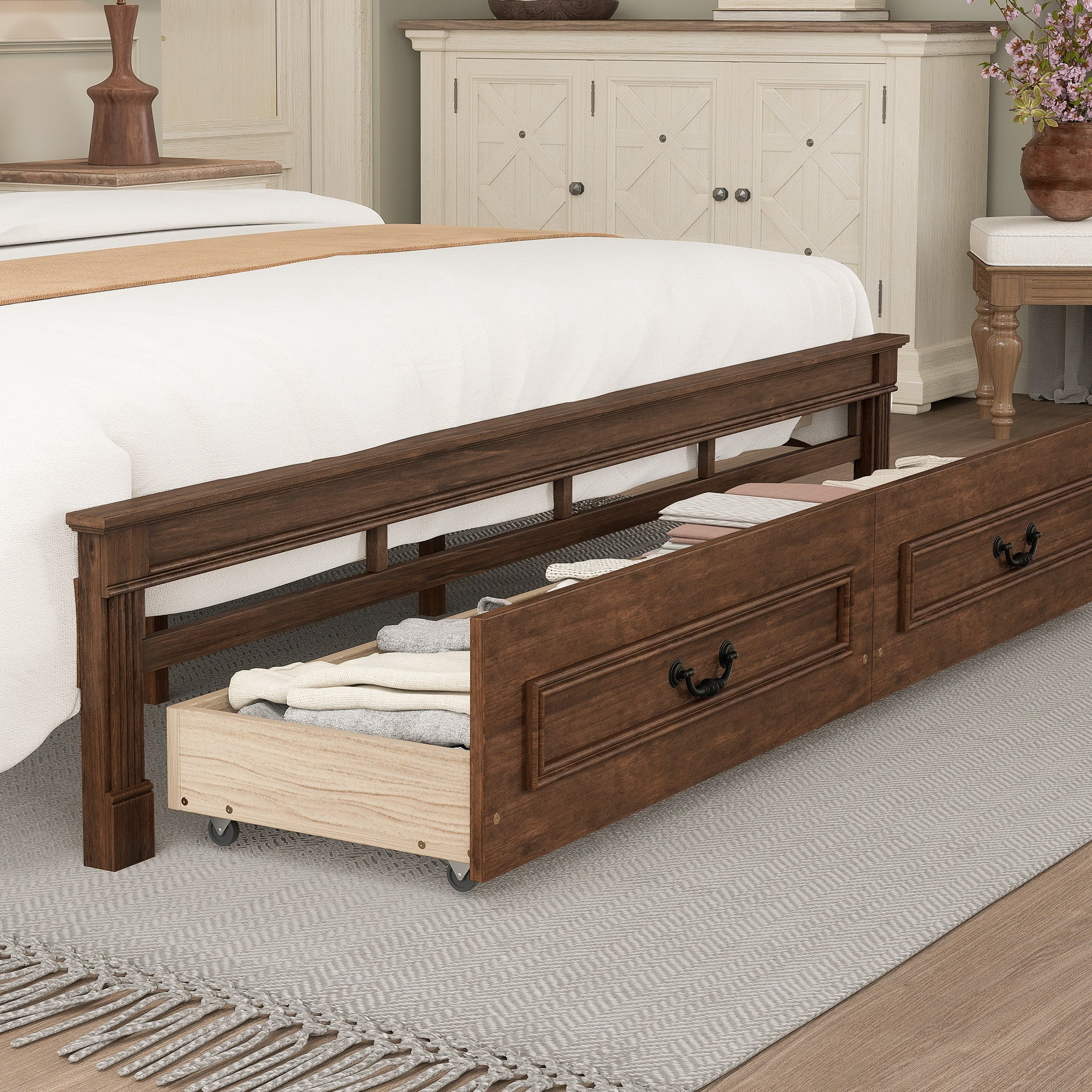 Sailvan Bed with 2 Storage Drawers, LED Lights, USB Charging Station