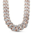 thumbnail image 2 of 39.35 Ct Round Cut Lab Created Moissanite Diamond 18MM Two Row Cuban Link Chain Necklace For Men In 14k Rose Gold Over 925 Sterling Silver, 20" Length, Color : G-H, Clarity : VVS1, 2 of 5