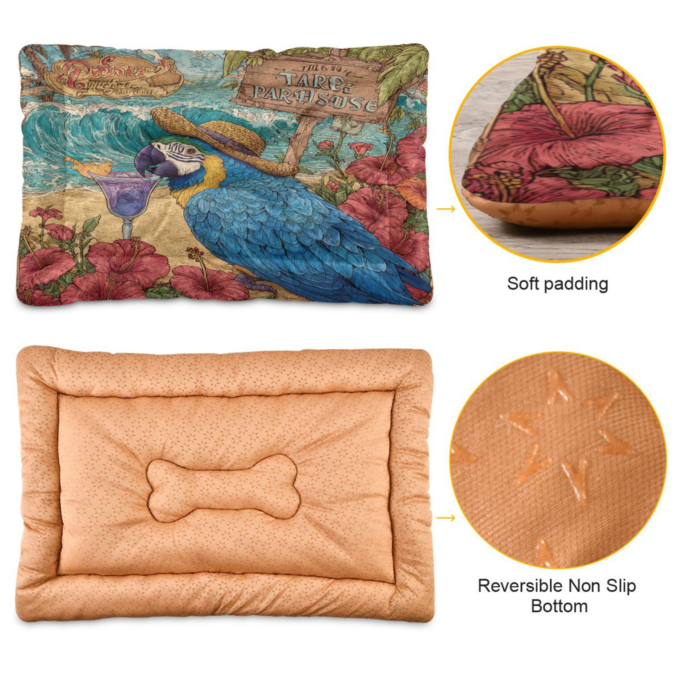 Qxltty Straw Hat Parrot Ped Pad Wear-resistant and Hard to Bite Through Sleeping Pad for Small Medium Large Dogs Winter Pet Bed 36×24in