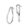 thumbnail image 2 of 10K White Gold Polished Twisted Oval Hoop Earrings, 2 of 4