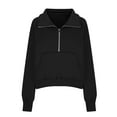thumbnail image 3 of BDPORKAS Women's Oversized Hoodies Sweatshirt Quarter-Zip Mock Neck Fleece Pullover Hoodie Tops with Thumb Holes Black XL, 3 of 4