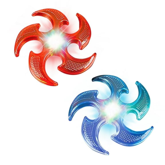 ArtCreativity LED Ninja Flyer Discs for Kids – 2‑Pack Blue & Red Flying Disc Toys, Ninja Character, Ages 5  Outdoor Fun, Safe Kids Toys