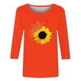 thumbnail image 4 of CEHVOM T-shirt Imprimé Mode pour Femmes Manches 3/4 Mi-Longues Blouse Col Rond Tops Décontractés Liquidation, 4 of 4