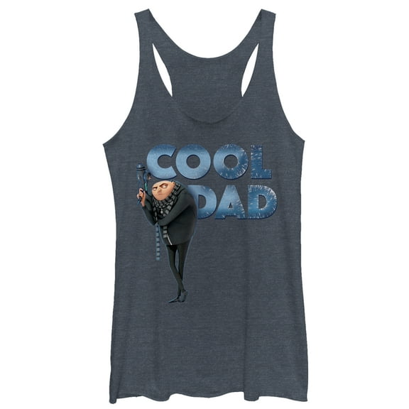 Women's Despicable Me Gru Cool Dad  Racerback Tank Top Navy Blue Heather X Small