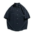 thumbnail image 3 of MQLKF Mens Double Pocket Design Solid Color Loose Fitting Basic Shirt Casual Shirt Fashionable Handsome Breathable Men's Shirt Top, 3 of 8