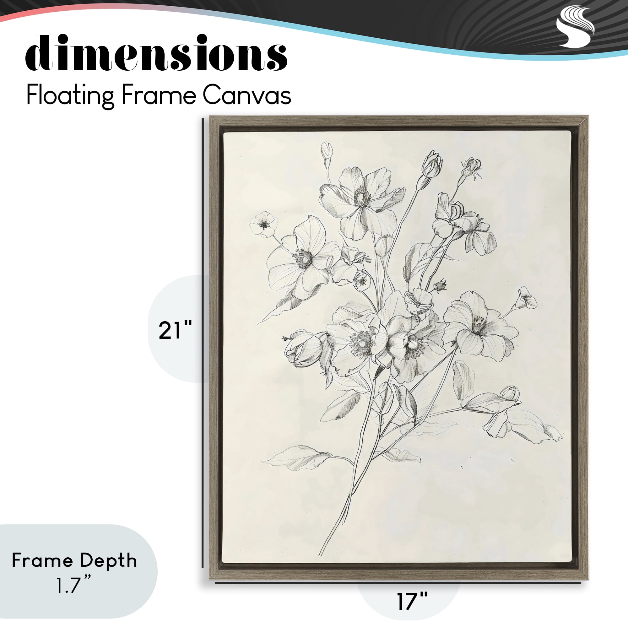 Stupell Industries Wildflower Outline Study Brown Framed Floater Canvas Wall Art, design by Creative Studio