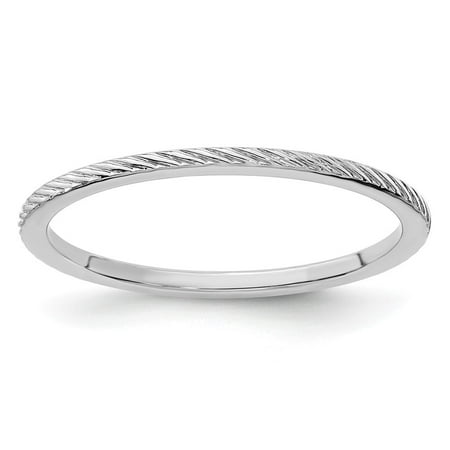 Auriga Fine Jewelry 10K White Gold 1.2mm Twisted Wire Pattern Stackable Band for Women Size 4