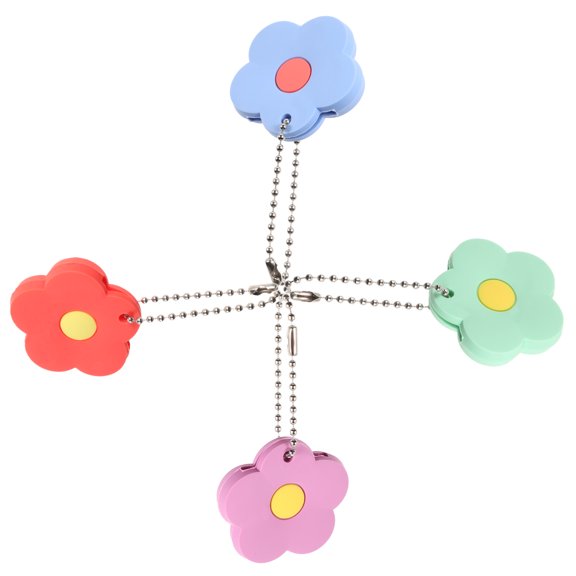 ETEREAUTY 4pcs Flower Key Covers Key Identification Blue PVC for Home Organization Needs