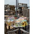 thumbnail image 2 of Outdoor Tablecloth with Umbrella Hole for Patio/Picnic/Party/Camping, Farmhouse Floral Pig Waterproof Table Cloth Round Cover Washable, Spring Sunflowers Butterfly Brown (Dia 54"), 2 of 9