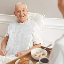 Adult Bib Cotton Clothing Protector for Seniors, Elderly, Disabled Adjustable Hook & Loop Closure | Machine Washable Reusable | Eating or Drooling Aid | 29.5x17.7in | 1pc | Light Blue Navy White Red