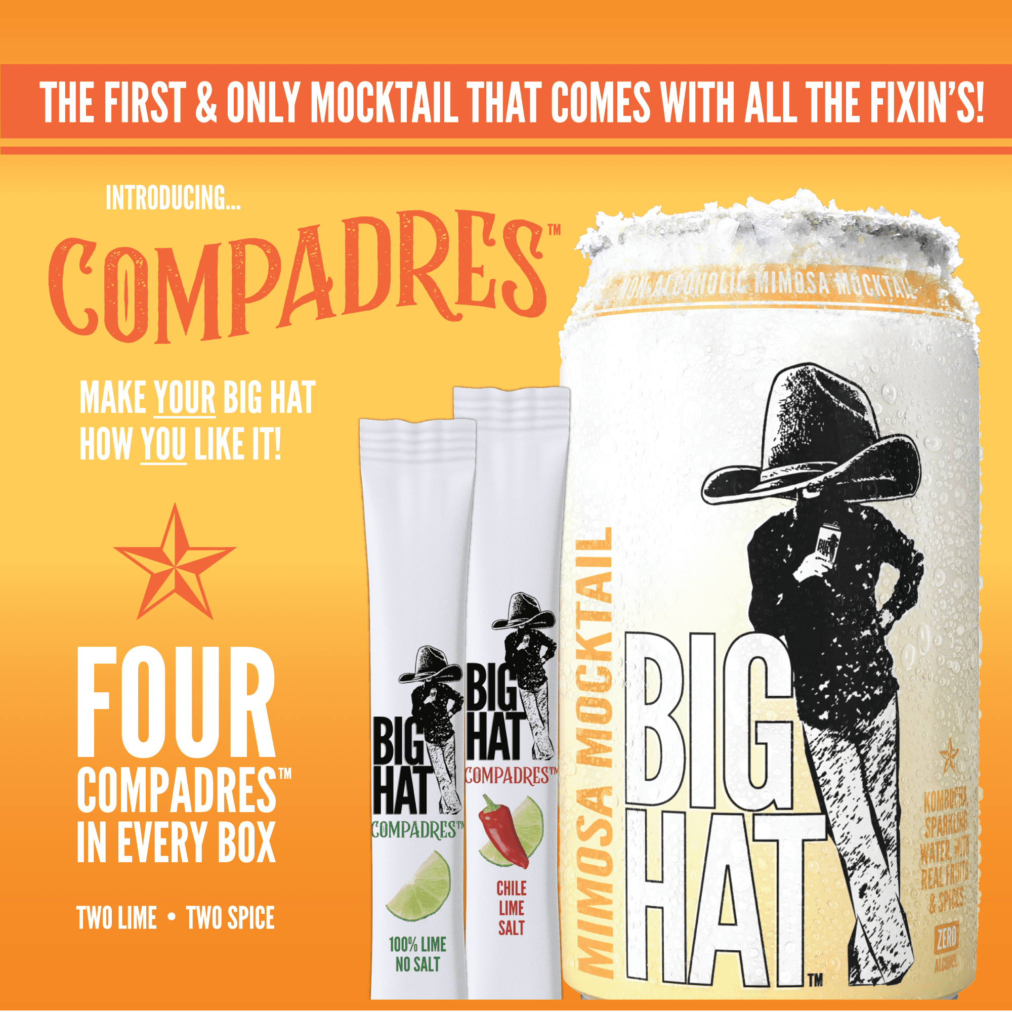 BIG HAT Mimosa Mocktail, Non-Alcoholic 4 Pack, 12 fl oz Cans