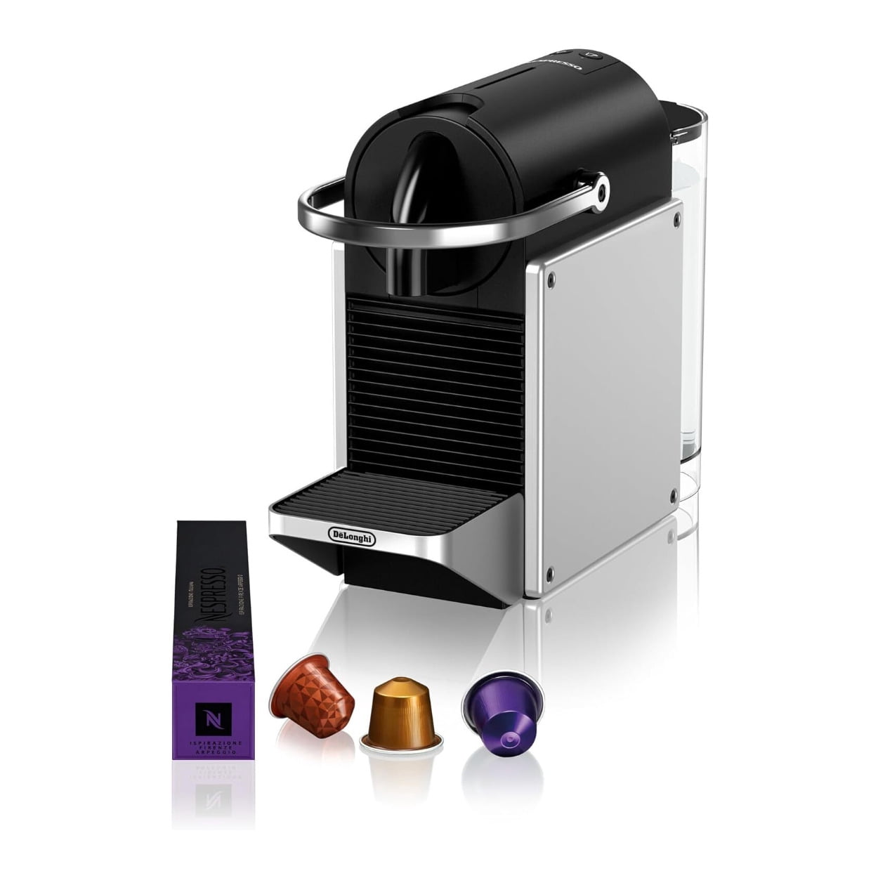 De'Longhi Nespresso Pixie Fully Automatic Espresso Machine 1L 1260W with 19 Bar Pressure and Rapid Heat Up System (Silver)