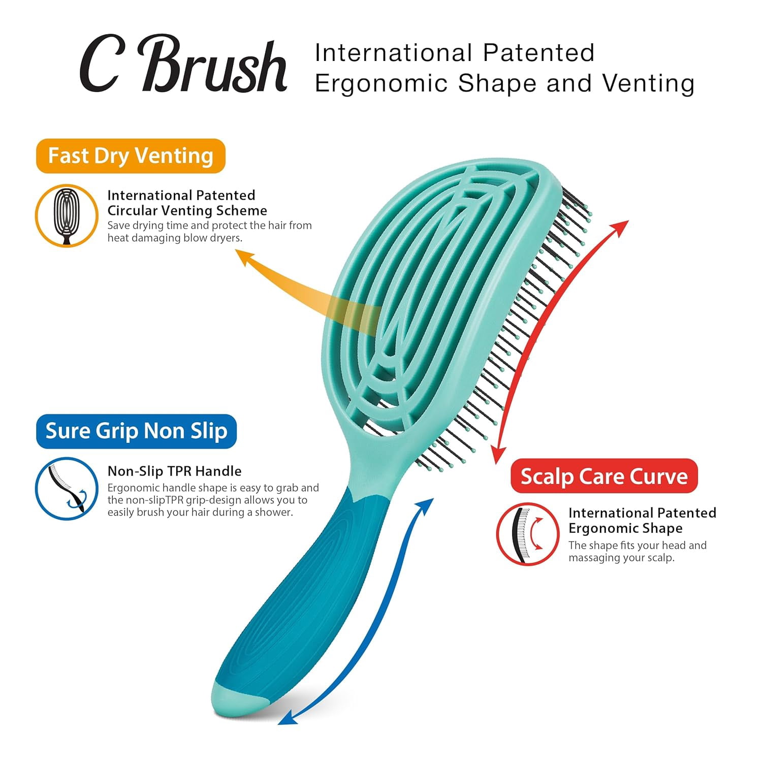 ANHXN professional curved brush provides a smooth and fluffy drying experience. Different colors to choose from