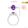 thumbnail image 4 of ANGARA Natural Solitaire 1.6 ct Amethyst Ring with Trio Diamond Accents in 14K White Gold for Women (Size-9x7mm) | February Birthstone, Anniversary, Jewelry Gift for Women | Natural Amethyst Ring, 4 of 9