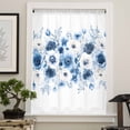 thumbnail image 4 of White Blue Flower Semi Sheer Curtains Drapes for Living Room,Bedroom,French Doors Window 45 Inches Long,Vintage Pastoral Floral Petals Spring Rod Pocket Chiffon Curtain Drapery Voile Draperies Panel, 4 of 6