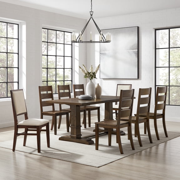 Crosley Furniture Joanna 9-Piece Dining Table Set in Dark Oak/Creme