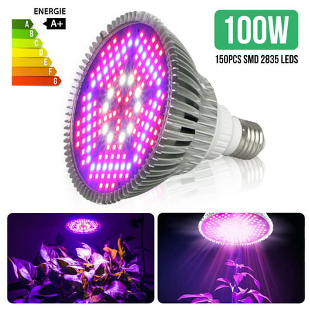 100W E27 LED Grow Light Bulb, Plant Lights Full Spectrum for Indoor Plants Hydroponics, Flowers Tobacco Garden Greenhouse and Organic