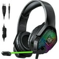 thumbnail image 2 of WINGOMART X3 Gaming Headset Over-ear 3.5mm LED Light Stereo Bass Game Headphones with Mic for PC Laptop Gamer Xbox One, PS5, PS4, PC, Nintendo Switch playstation 5 Gaming headset - Black, 2 of 8