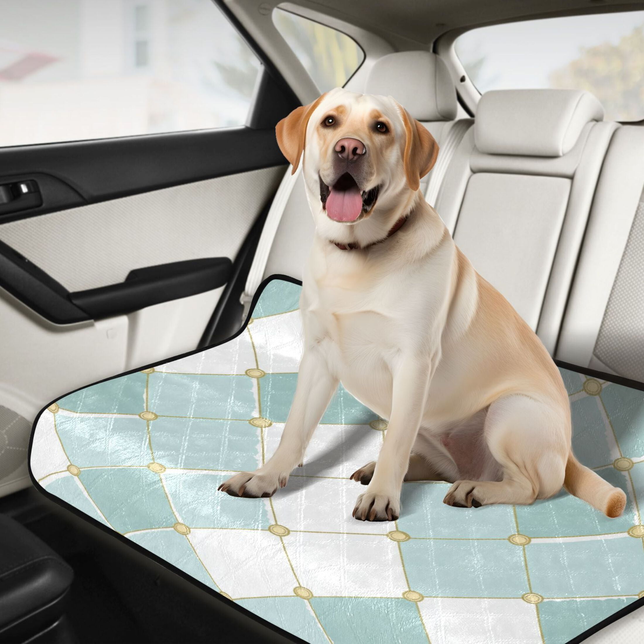 Washable Pet Pee Pads with Super Absorbent Reusable Training Pads for Dogs & Cats Pastel Teal Diamond Plaid