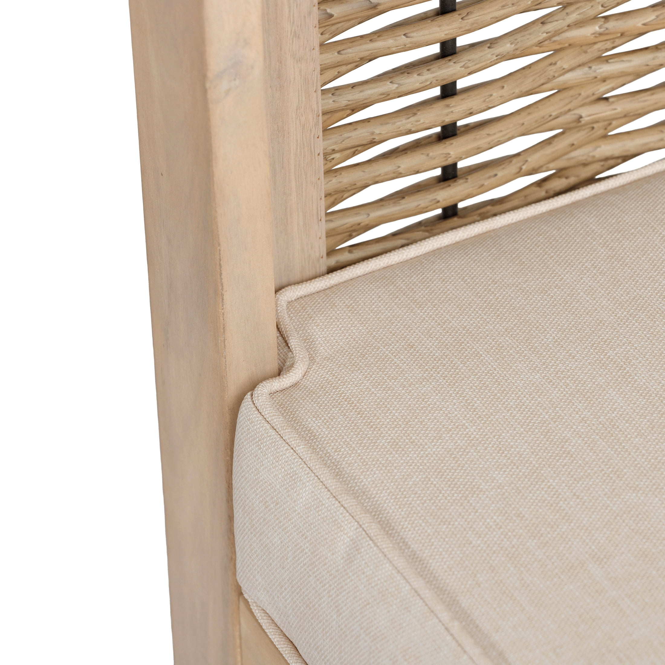Christopher Knight Home Acacia Wood 5-Seater L Shaped Sectional Sofa Set, Wicker Accents, Sand+Light White