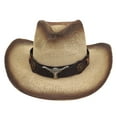 thumbnail image 3 of Unisex Retro Western Cowboy Riding Hat With Leather Wide Brim Cap, 3 of 4