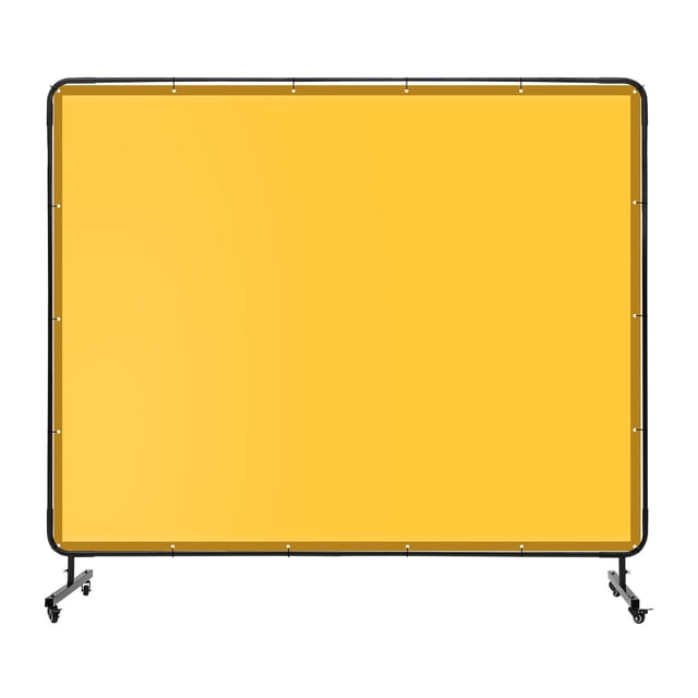 EDTara Rideau de Soudage avec Cadre, Écran en Vinyle Ignifuge Jaune sur Roues, Design Ajustable Offre une Protection de Sécurité Flexible pour Espaces de Travail Industriels