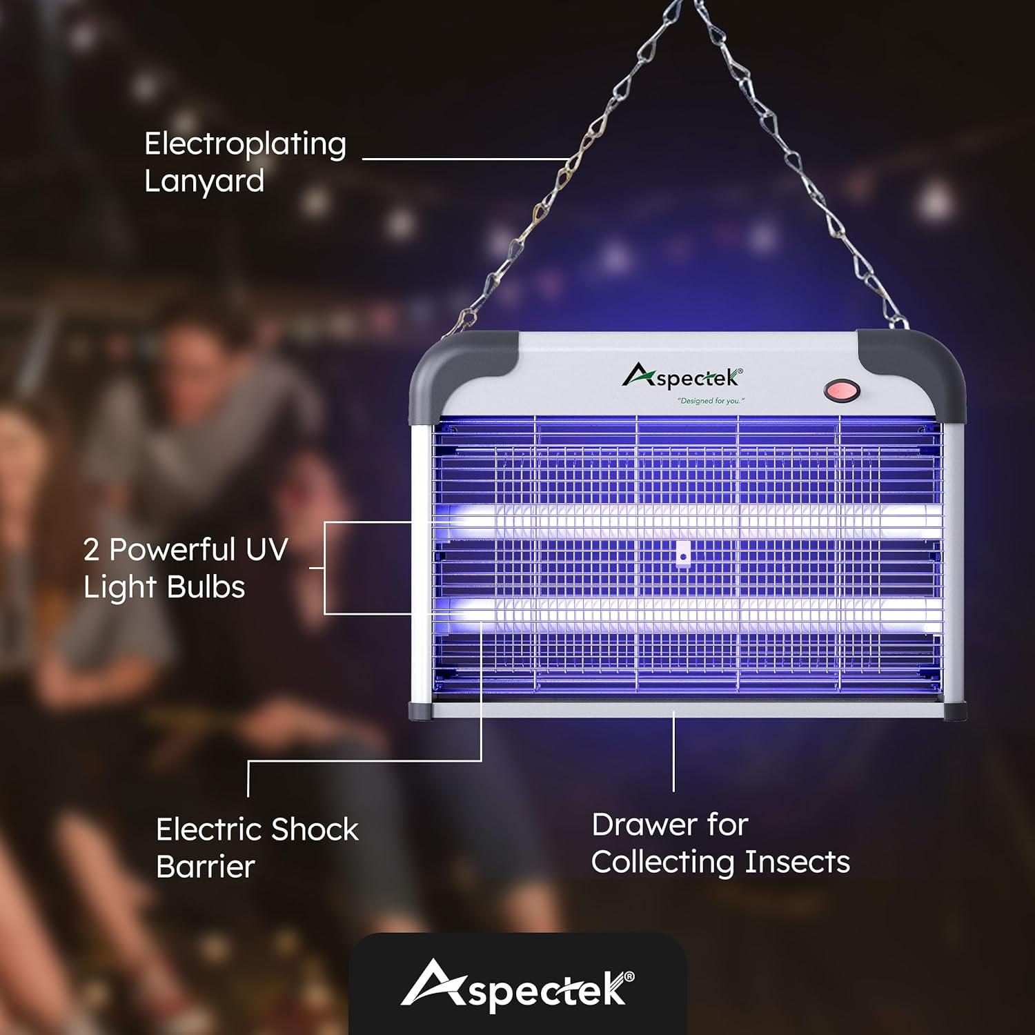 Upgraded Aspectek 20W Electric Bug Zapper with 2 Extra Bulbs.