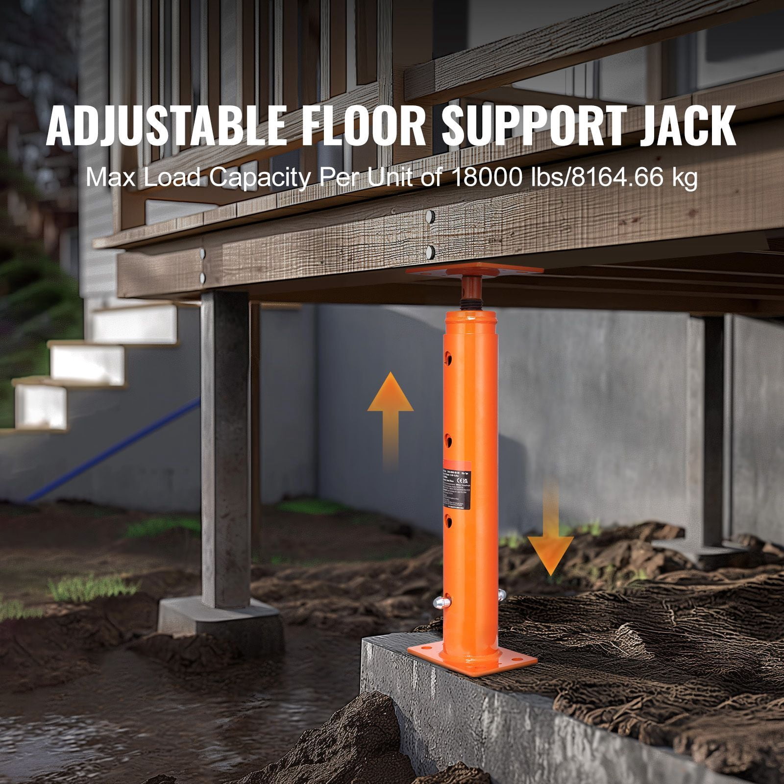 House Floor Jack,19"-36"Height Range,18000 lbs Max Load Capacity,Adjustable Support Beam Basement Jack Post Pole for Leveling,Lift Support Steel Telescoping Jack Post for Temporary Support