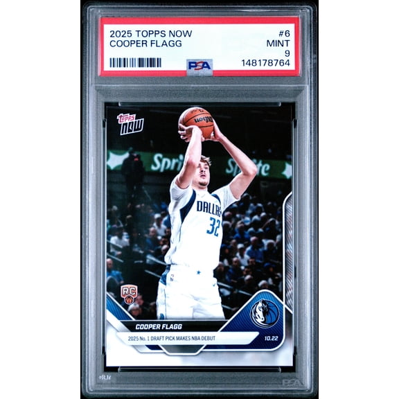 Graded 2025 Topps Now Cooper Flagg #6 Rookie RC Basketball Card PSA 9 Mint