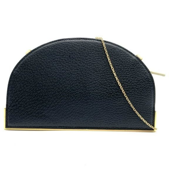 Pre-Owned FENDI 2321 26814 Chain Shoulder Bag Half Moon Black/White Leather Women's (Good)