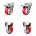 thumbnail image 2 of Polyurethane Swivel Top Plate Caster Set of 4 with 4 Inch Red Wheels - Includes 2 Swivel with Total Locking Brakes and 2 Rigid - 1400 lbs. Total Capacity - Service Caster Brand, 2 of 4