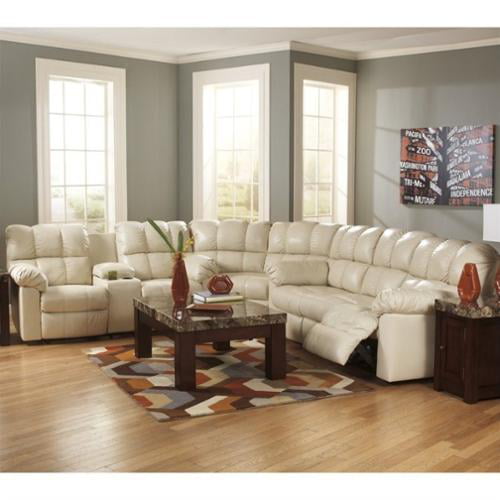 Ashley Furniture Kennard 3 Piece, Cream Leather Sectional Sofa