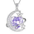 thumbnail image 1 of Juwaliy 13 Mm Collar de Mujer Moon y Estrella Corazón Piedra de Nacimiento de Junio Dije Celestial de Plata Esterlina 925 Joyería de Alejandrita Morada Regalo de Navidad Cumpleaños San Valentín para, 1 of 10