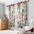 thumbnail image 2 of Yayeee Window Curtains Light Filtering 63"x42" Grommet Panel Pair Home Living Room Decor, Black Flowers Pattern, 2 of 7