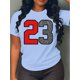 thumbnail image 2 of Women'S Casual T-Shirt with Letter Print, Short Sleeve Crew Neck Top for Spring/Summer, Knit Fabric, Regular Length Tee For Adult, Men, Women, Teen, Teenager, Adolescent, Youth, 2 of 3