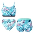 thumbnail image 2 of YONGHS Girls Swimsuits 3 Piece Tankini Bathing Suit Set Teen Print Bikini Swimwear with Swim Shorts Leaf 14, 2 of 5