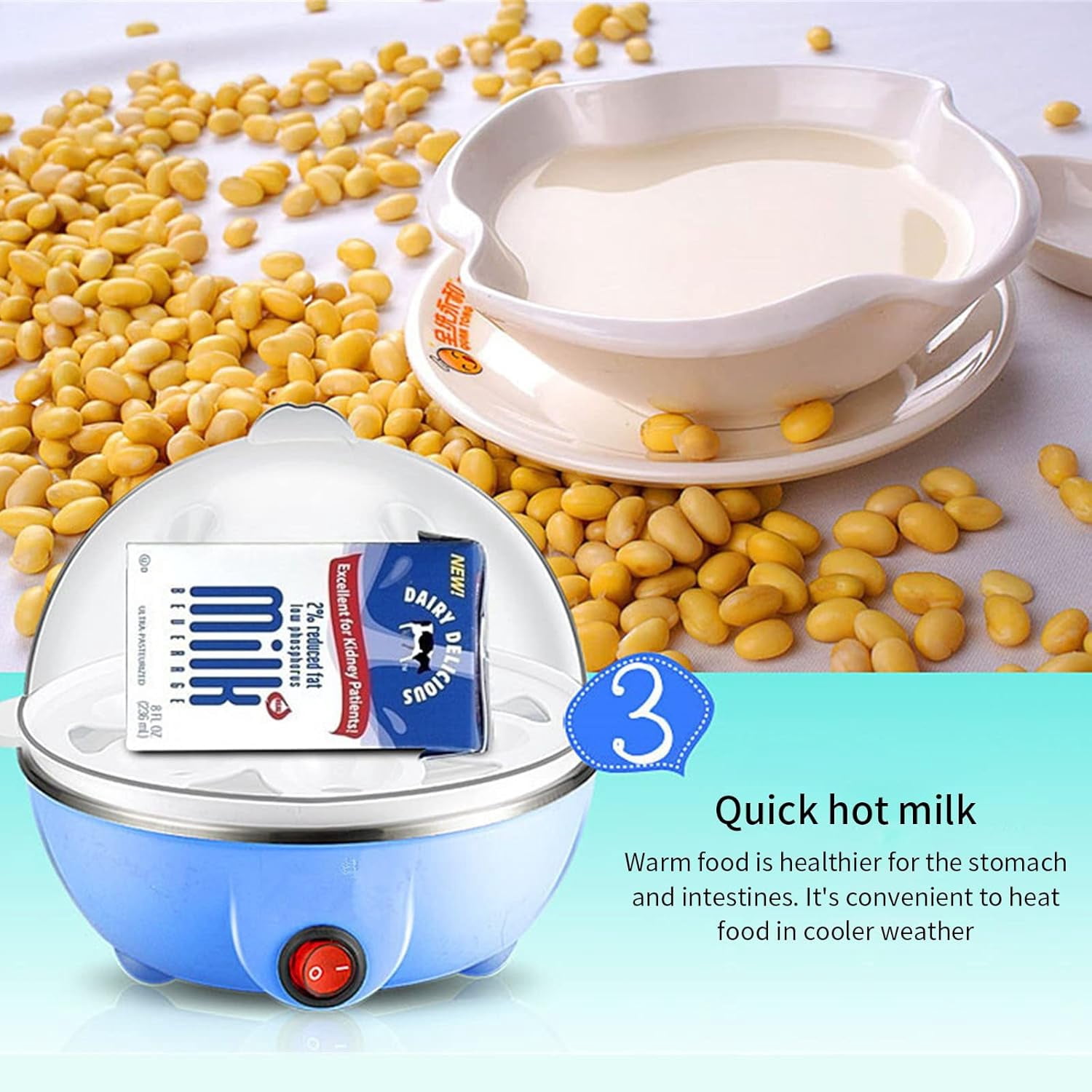 Egg Cooker For Hard Boiled Eggs, Easy Egg Cooker Electric 7-Egg Capacity, Single Layer Hard-Boiled Egg Cooker with Auto Shut-Off, Measuring Cup Included, BPA Free (Blue)