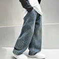 thumbnail image 6 of UACY Boys Baggy Jeans Teen Casual Straight Wide Leg Denim Pants Y2K Vintage Elastic Waist Loose Fit Cargo (Blue, 8-9 Years), 6 of 8
