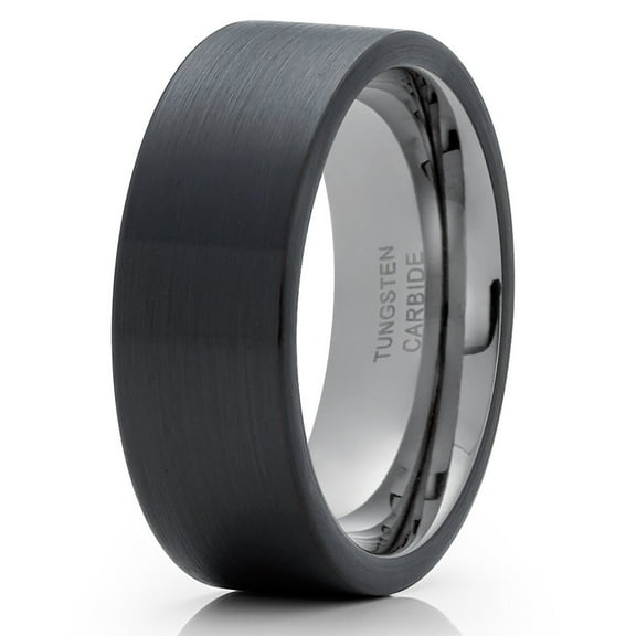 Black Tungsten Wedding Band Gunmetal Ring Anniversary Ring 8mm Black Tungsten