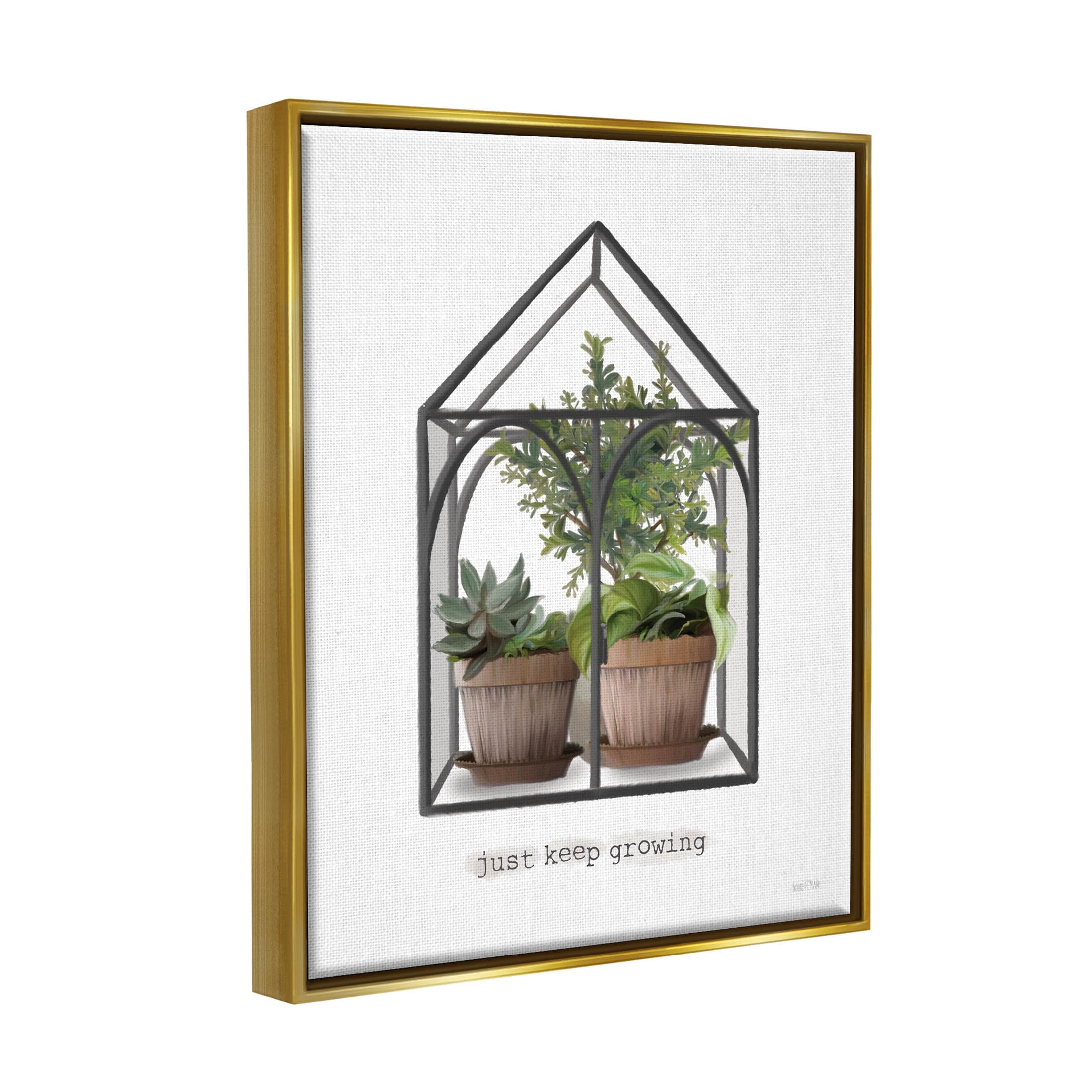 Just Keep Growing Greenhouse Plants Botanical & Floral Graphic Art Metallic Gold Framed Art Print Wall Art