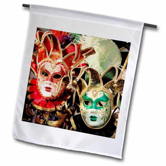 3dRose, Carnival of Venice. Masks. Italy - HI02 PRI0020 - Prisma, 12 x 18 inch Garden Flag