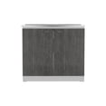 thumbnail image 2 of Modern Utility Sink with Cabinet, One Shelf, Double Door Cabinet -White / Smokey Oak, for Kitchen, 2 of 7
