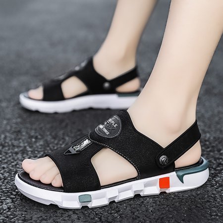 

Akiihool Sandals Men Wide Sandals for Men Arch Support Recovery Flip Flops Pillow Soft Summer Beach Shoes (Black 8)