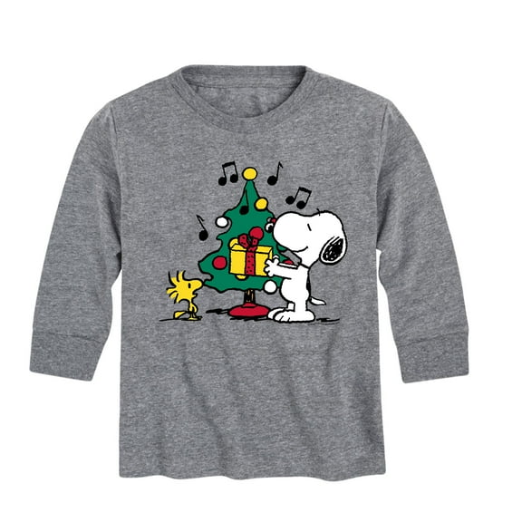 Peanuts - Snoopy and Woodstock Christmas Tree Singing - Toddler And Youth Long Sleeve Graphic T-Shirts