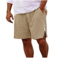 thumbnail image 3 of DDAPJ pyju Clearance Today! Men's Summer Beach Shorts with Pockets Drawstring Casual Linen Shorts Side Zipper Lightweight Breathable Shorts Beige M, 3 of 7