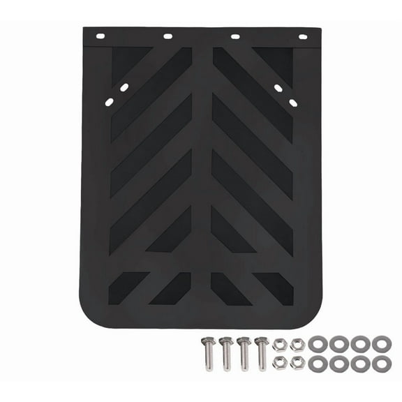 Semi Truck and Trailers Mud Flaps - 24"x30" Black Stripped Rubber Truck Splash Guard for Mud, Gravel, & Road Debris Protection