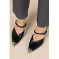 thumbnail image 3 of Dolce Vita Kanika Midnight Crinkle Patent Pointed Cap Toe Slip On Stiletto Pumps (Midnight Crinkle Patent, 6), 3 of 5