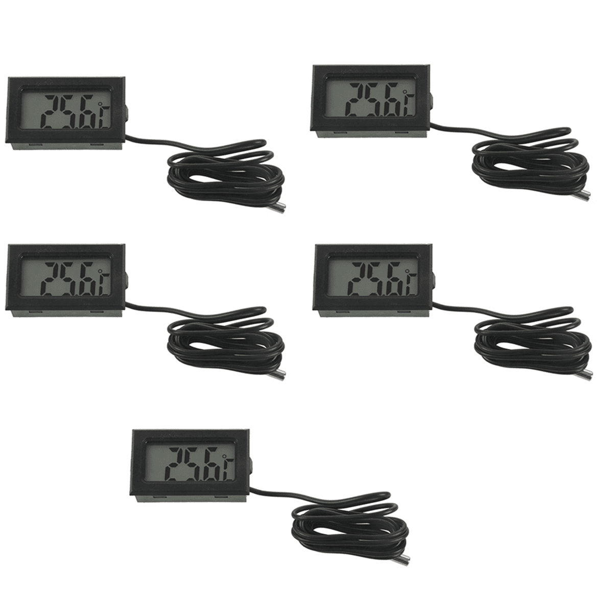 5X New Digital LCD Thermometer Temperature Gauge Probe Sensor -50°C TO +110°C Range,5x Digital Thermometer 5x Embedded hole,Silver