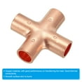 thumbnail image 4 of Uxcell Copper Cross Pipe Fitting 4 Way Welding Copper End Feed Equal Connector for Plumbing 3/8" 4pcs, 4 of 5